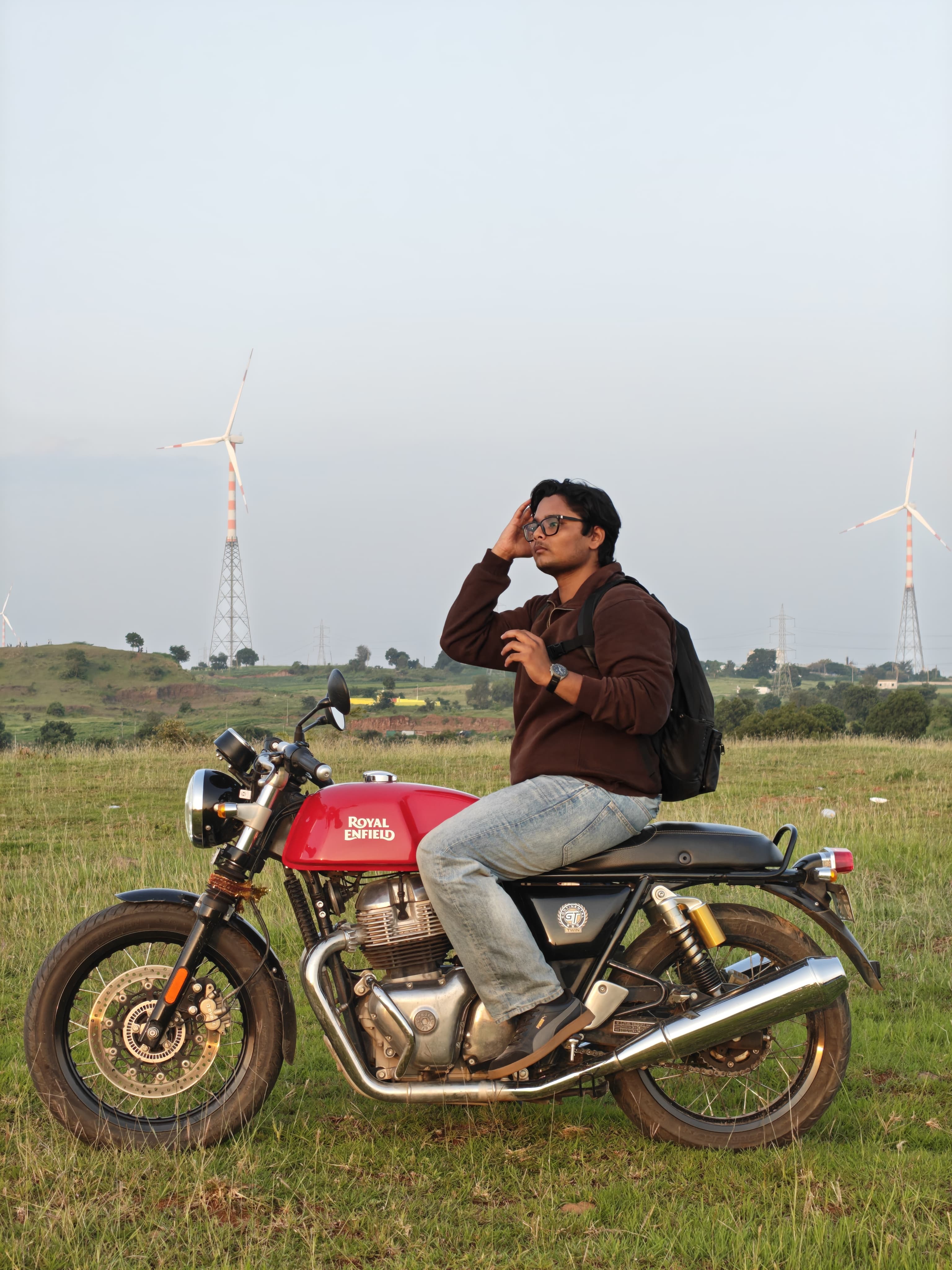 Uday with his motorcycle in Hyderabad