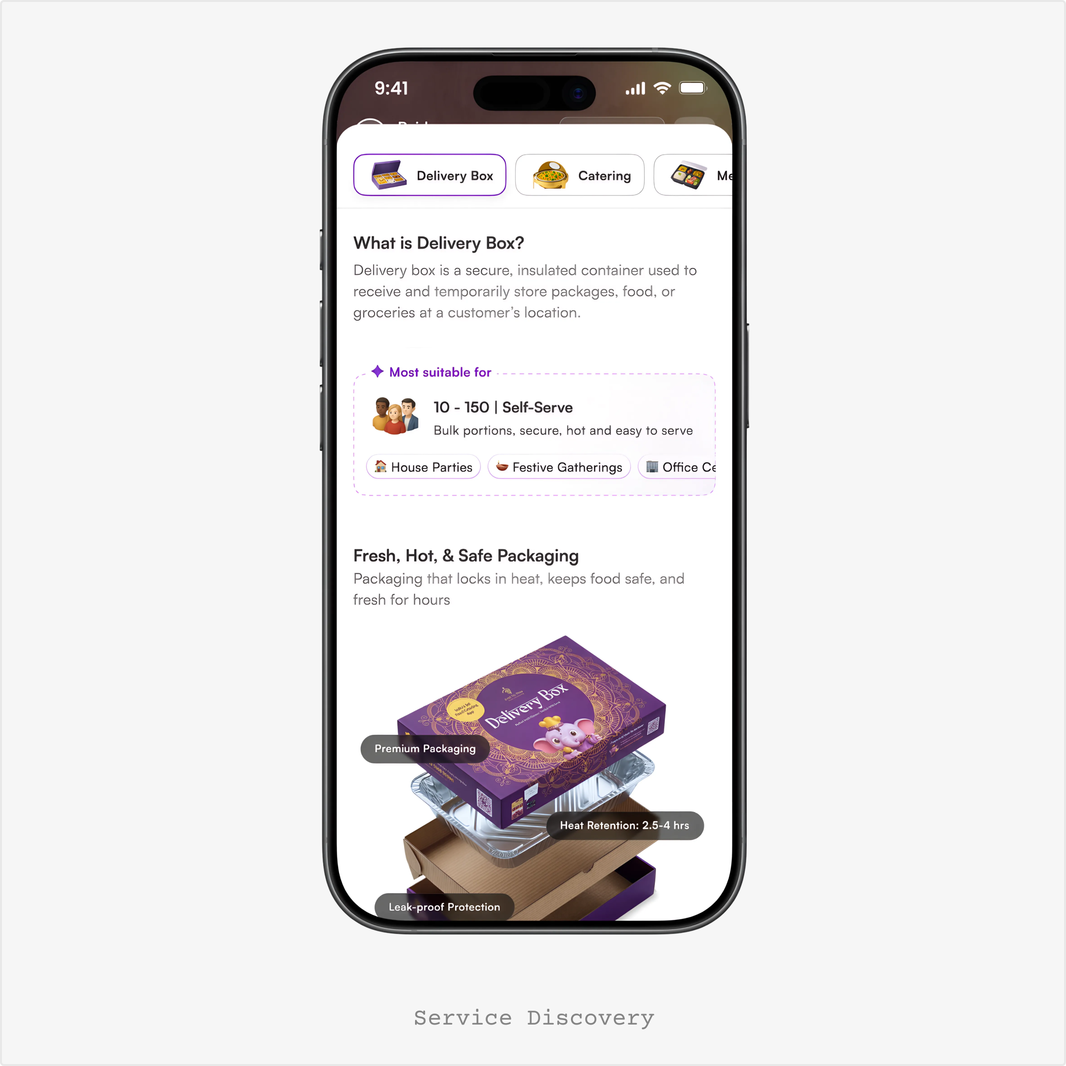 Service discovery presentation frame