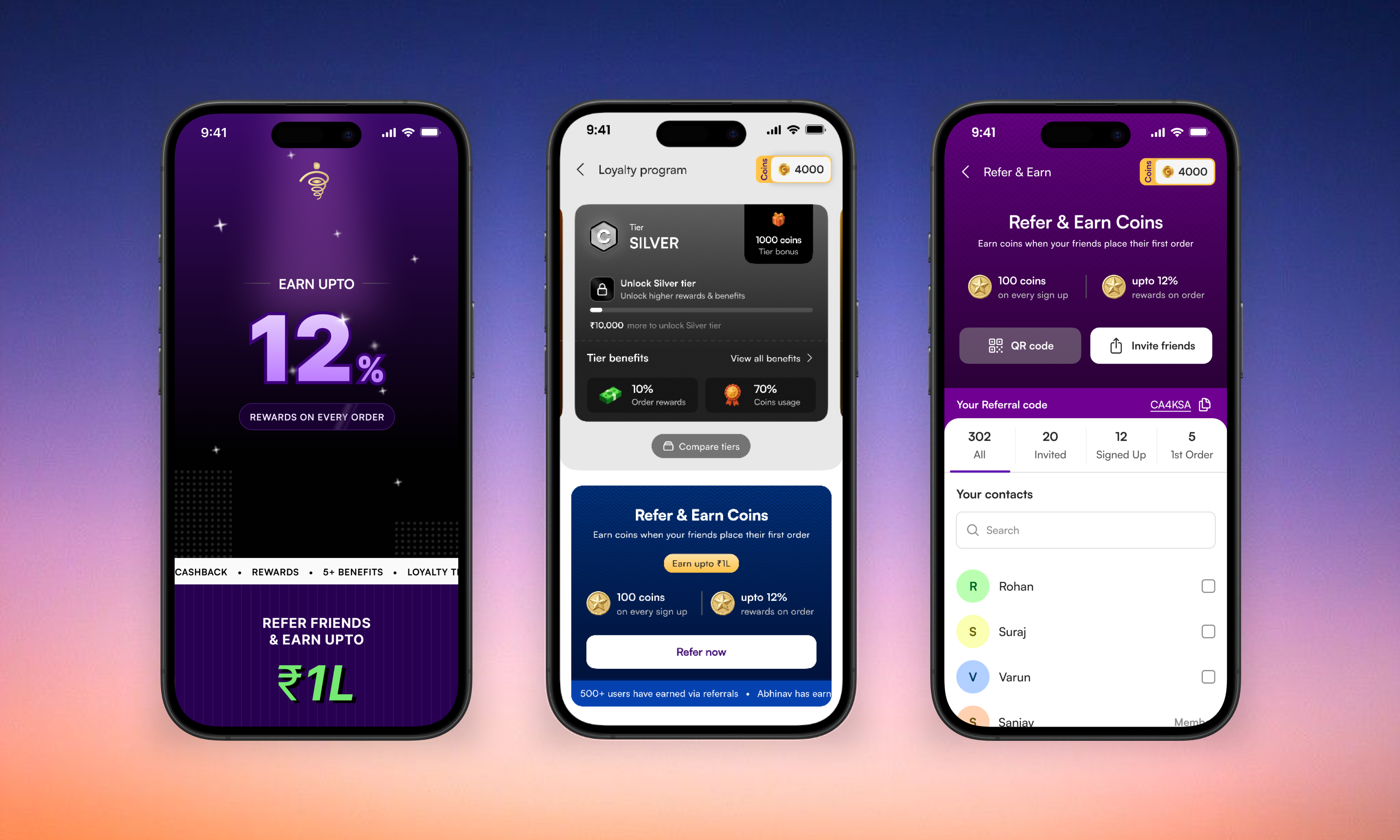 Craft My Plate loyalty, rewards, and referral screens