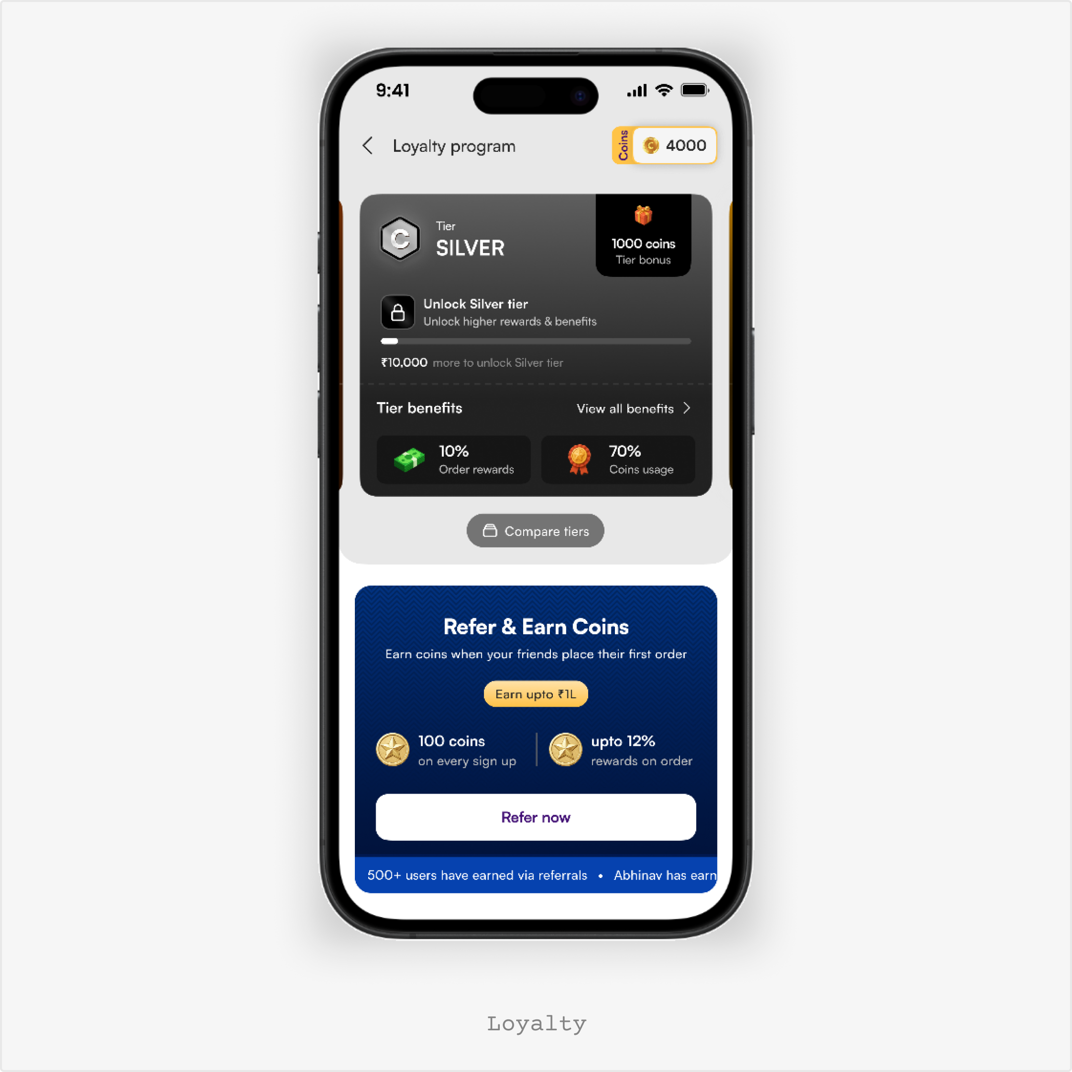 Coin and membership screen