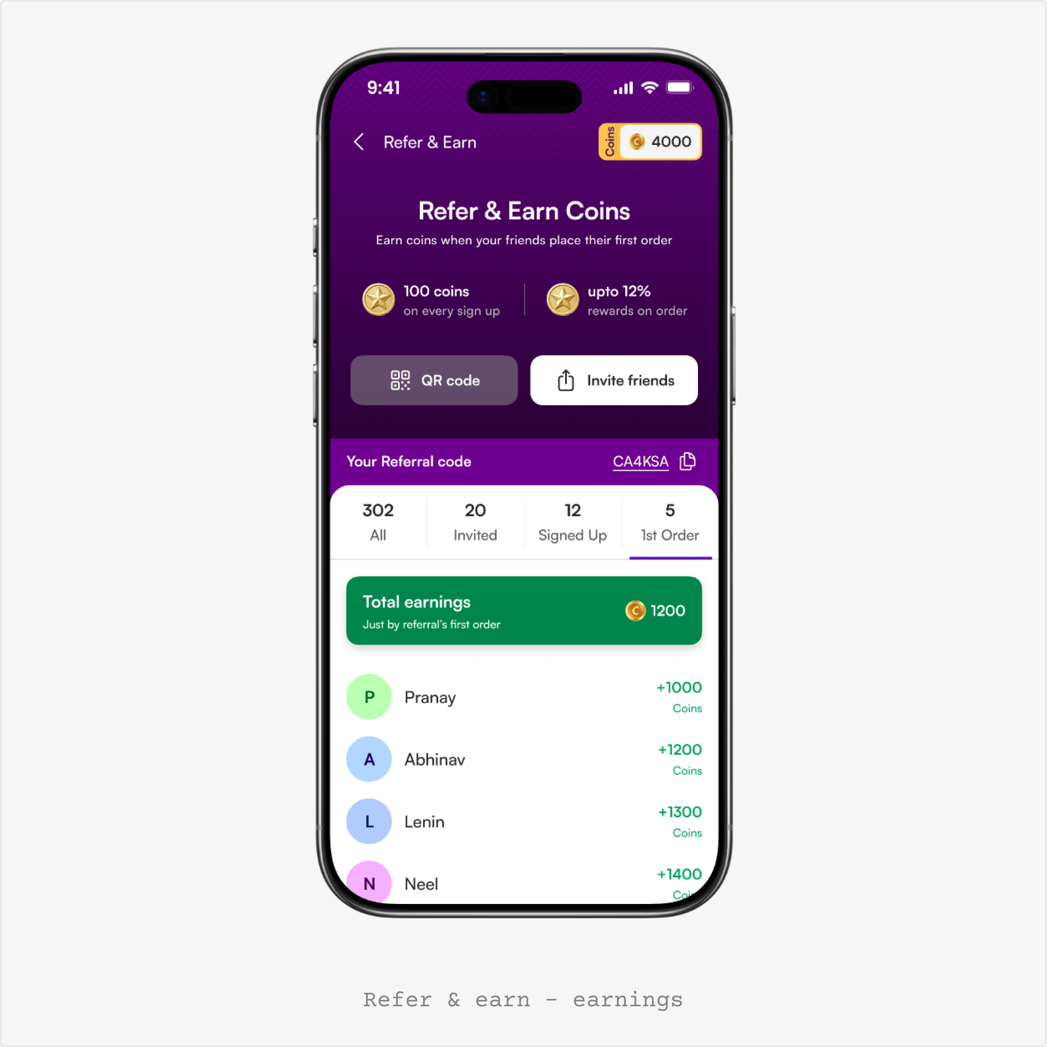 Wallet and rewards screen