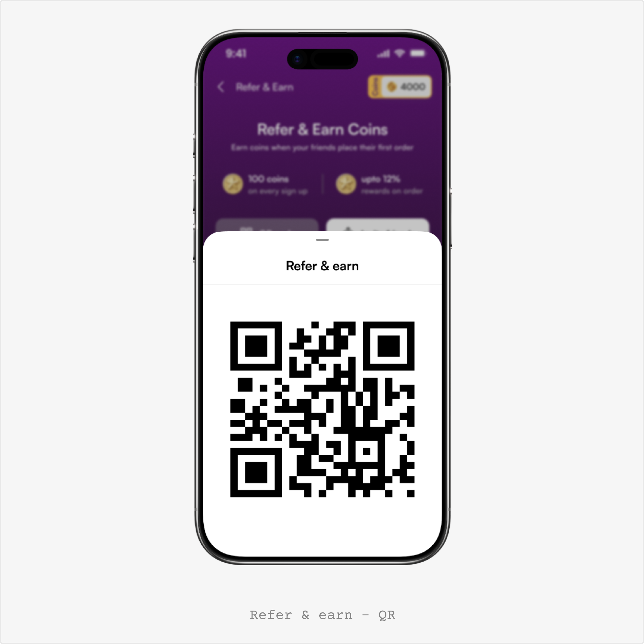 Referral QR screen