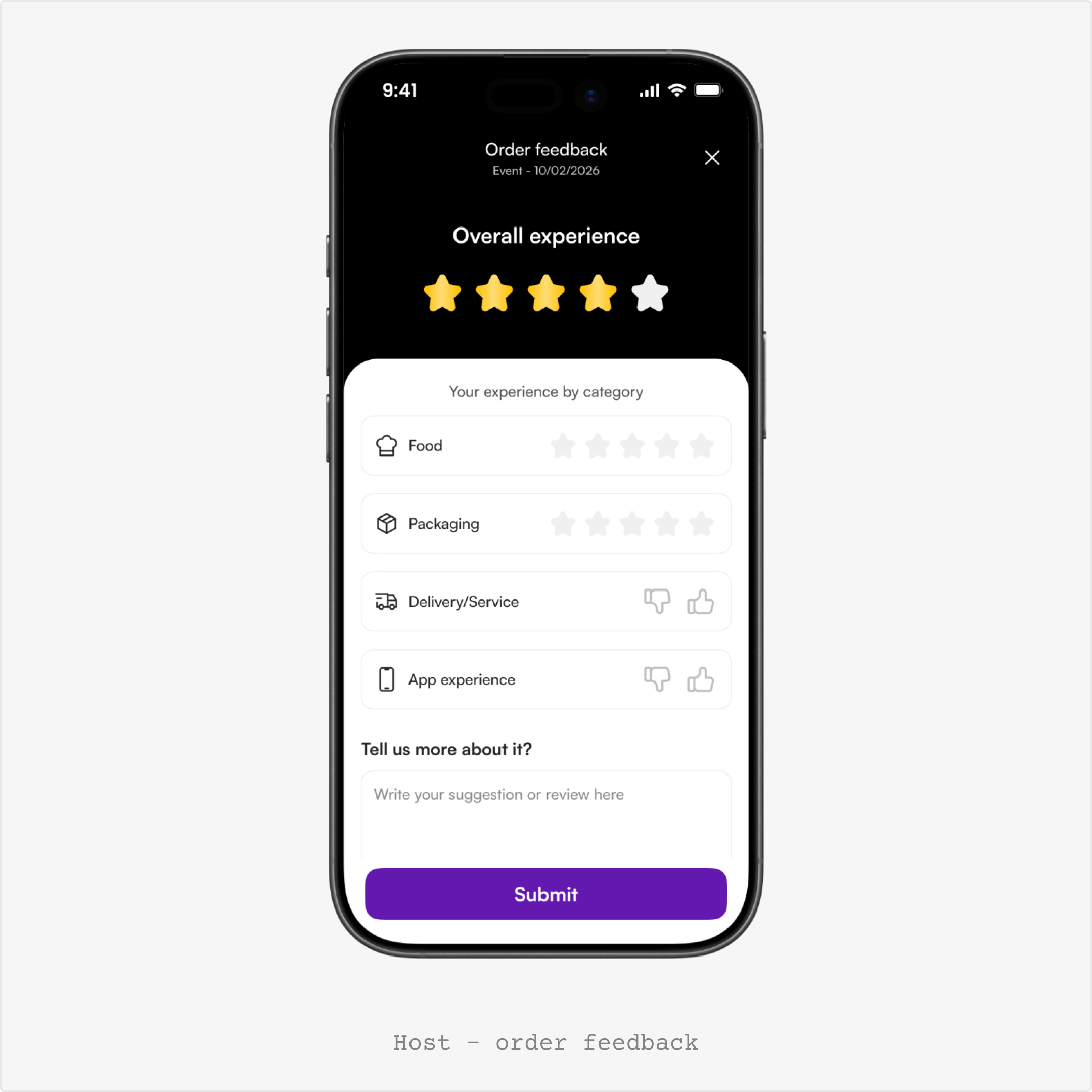 Order rating form