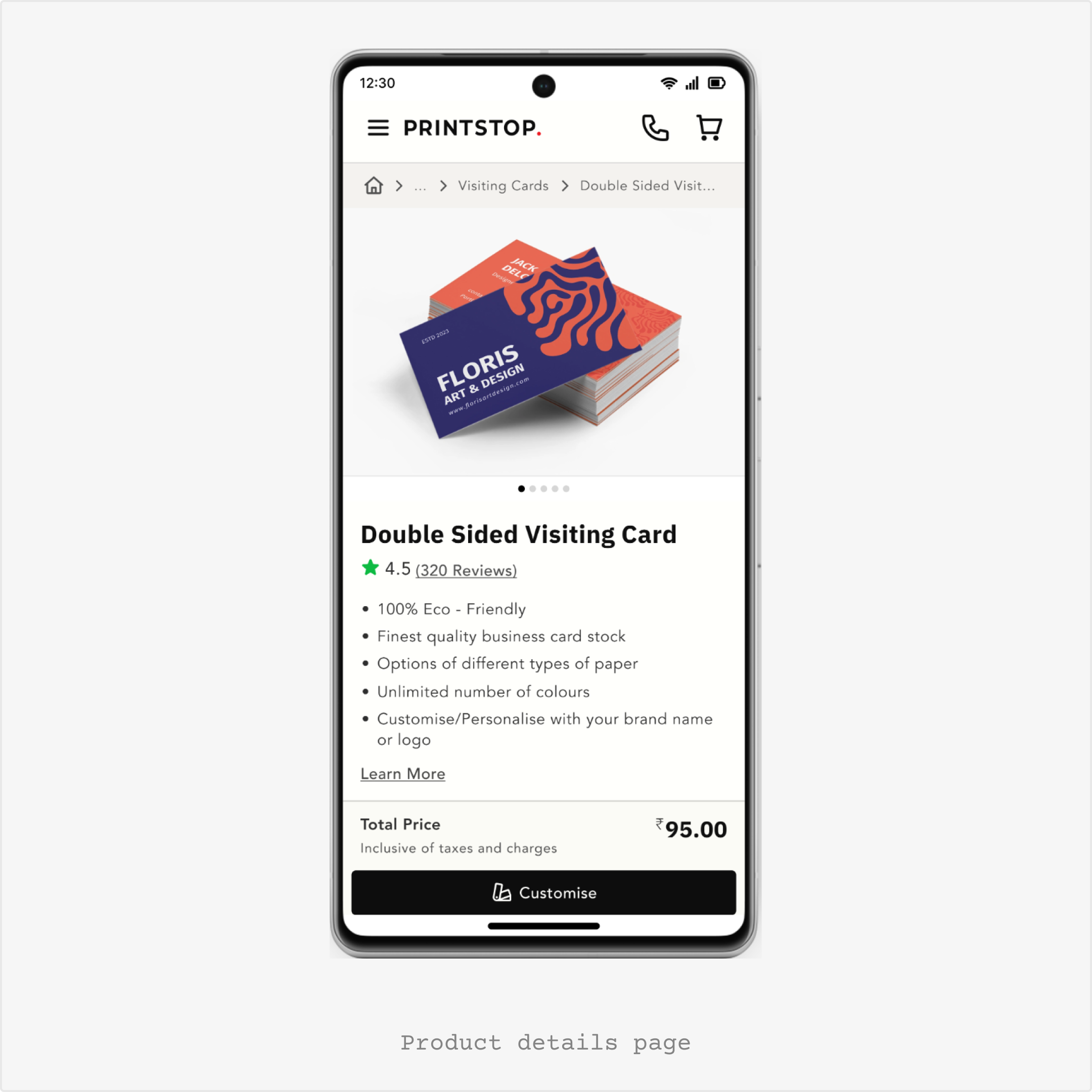 Mobile order details screen