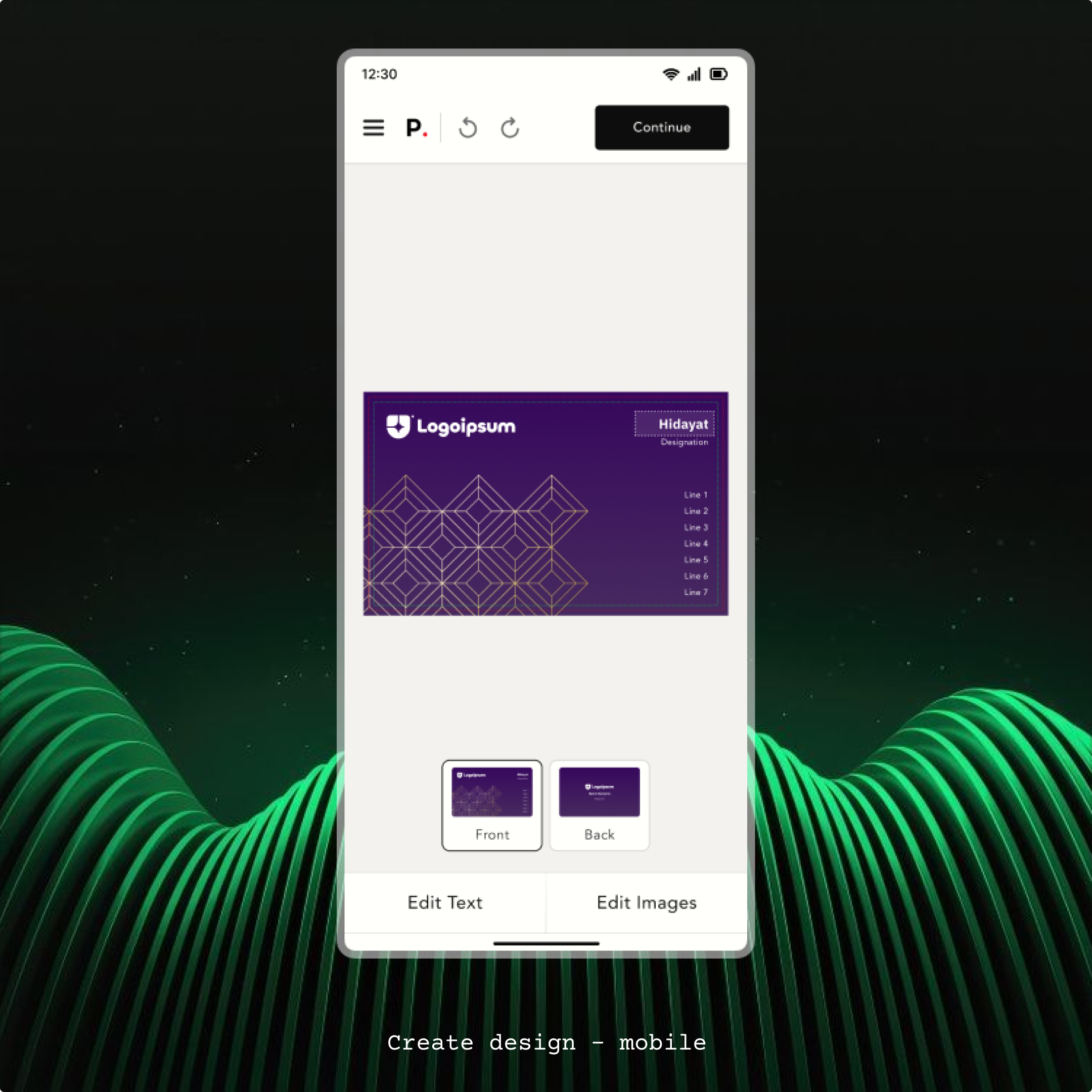 Mobile customization screen