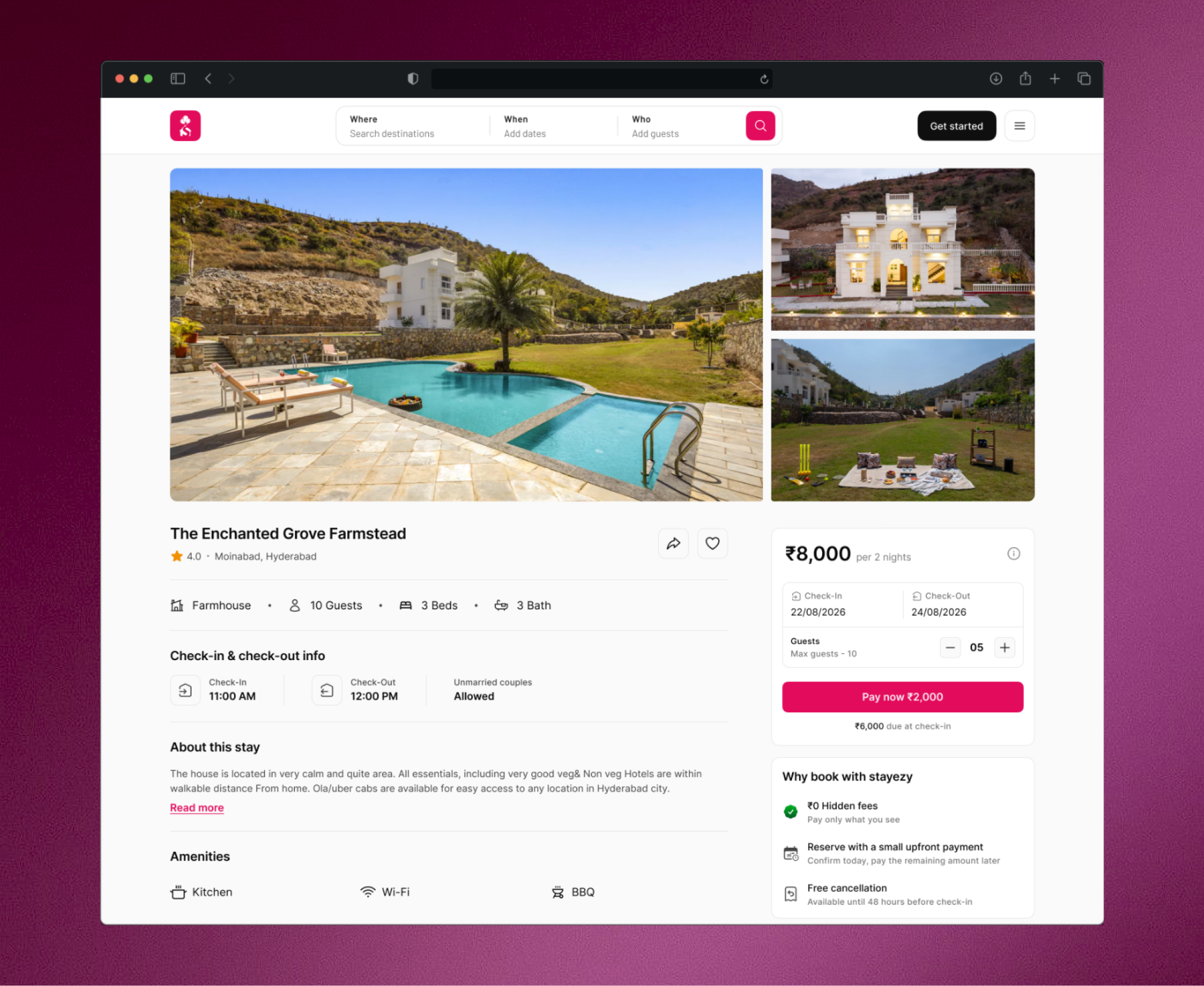 Stayezy property detail page