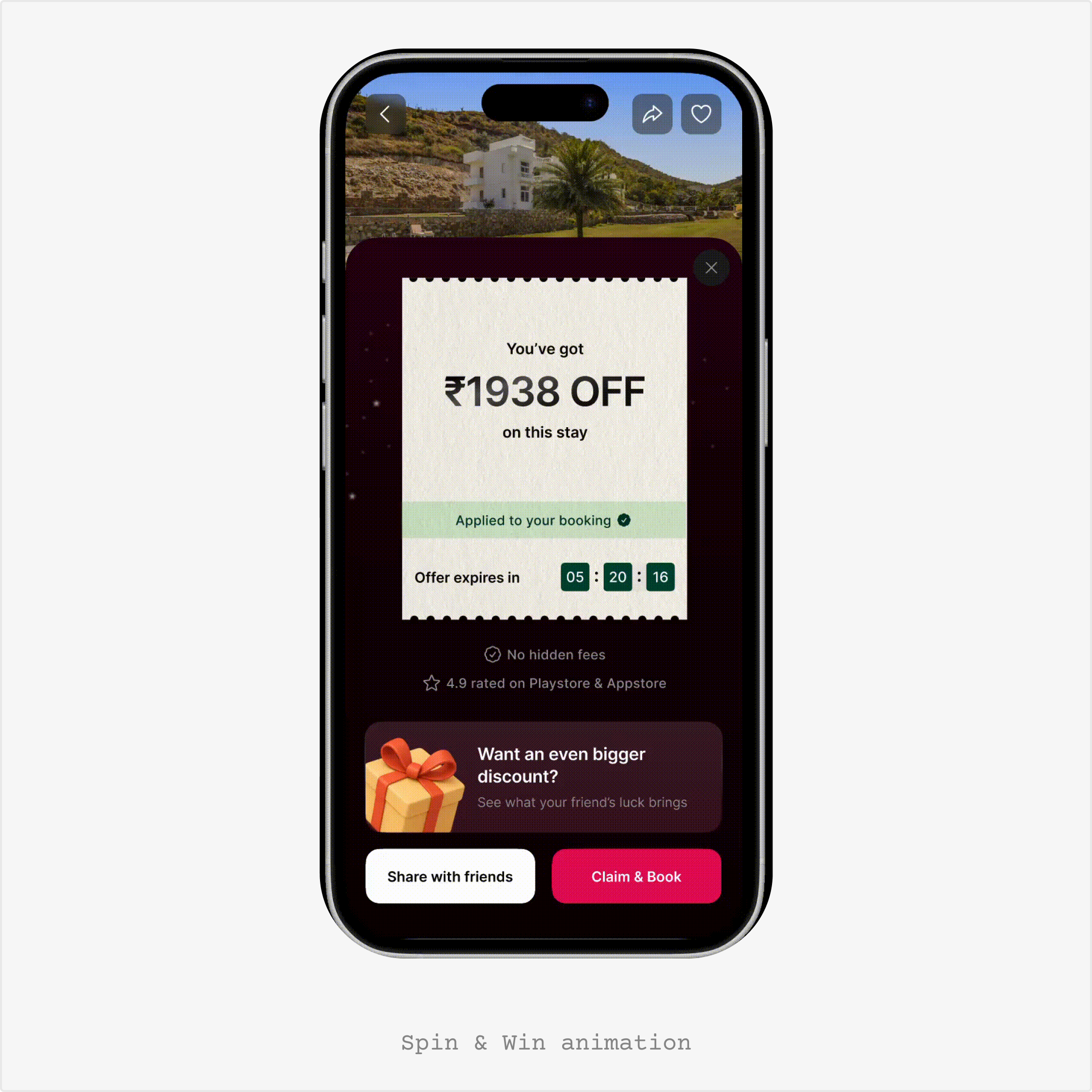 Spin and Win offer screen